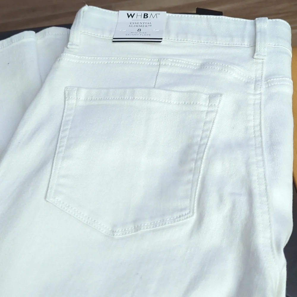 NWT WHBM Mid-Rise Essential Slimmer Mid-Rise Skinny Flare White Jeans 8S